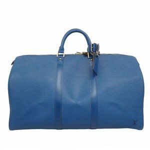 LOUIS VUITTON Blue Keepall 50 Boston Bag